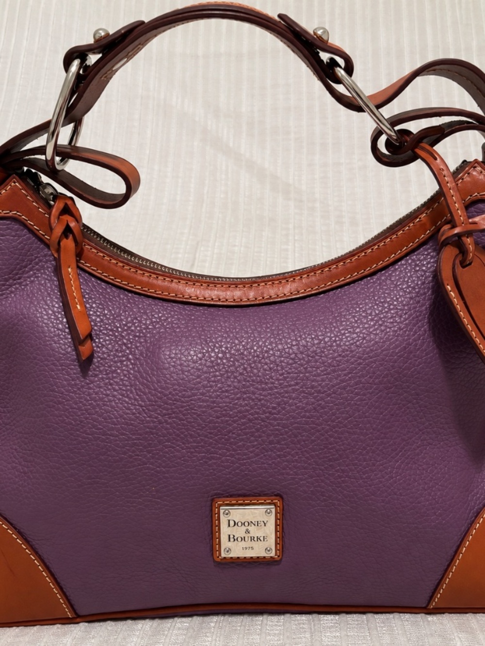 Dooney & Bourke Purple Pebble Grain Leather Hobo Shoulder Bag